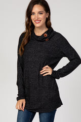 Black Heather Knit Cowl Neck Maternity Top