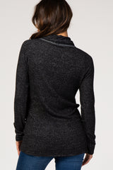 Black Heather Knit Cowl Neck Maternity Top