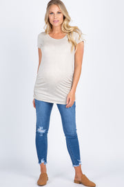 Blue Distressed Raw Hem Maternity Jeans