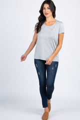 Heather Grey Short Sleeve Nursing Top