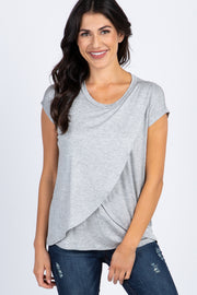 PinkBlush Heather Grey Layered Wrap Front Nursing Top