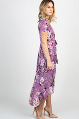 PinkBlush Lavender Floral Hi-Low Wrap Dress