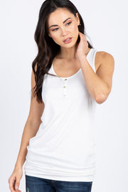 PinkBlush Ivory Button Accent Tank Top