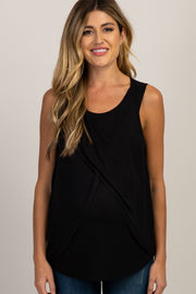 PinkBlush Black Solid Sleeveless Maternity Nursing Top