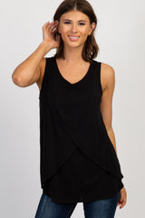 PinkBlush Black Solid Sleeveless Maternity Nursing Top