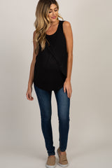 PinkBlush Black Solid Sleeveless Maternity Nursing Top