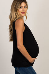 PinkBlush Black Solid Sleeveless Maternity Nursing Top