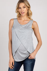 PinkBlush Heather Grey Solid Sleeveless Maternity Nursing Top