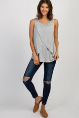 PinkBlush Heather Grey Solid Sleeveless Nursing Top