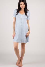 PinkBlush Blue Button Front Sleep Dress