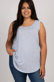 Heather Grey Basic Sleeveless Plus Top