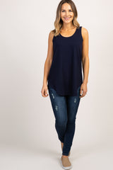 Navy Blue Basic Sleeveless Top