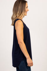 Navy Blue Basic Sleeveless Top