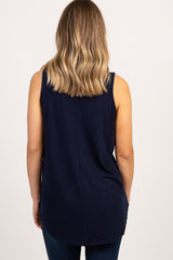 Navy Blue Basic Sleeveless Top