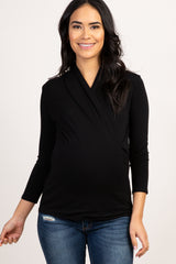 Black 3/4 Sleeve Wrap Nursing Top