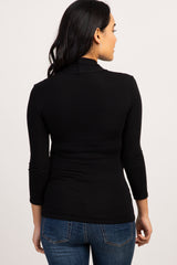 Black 3/4 Sleeve Wrap Nursing Top