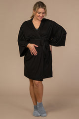 PinkBlush Black Delivery/Nursing Maternity Plus Robe