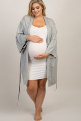 PinkBlush Heather Grey Delivery/Nursing Maternity Plus Robe