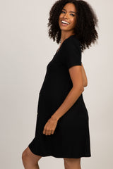 PinkBlush Black Button Front Maternity Sleep Dress