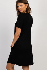 PinkBlush Black Button Front Sleep Dress