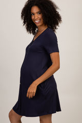 PinkBlush Navy Button Front Maternity Sleep Dress