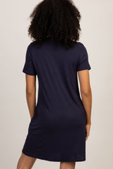 PinkBlush Navy Button Front Maternity Sleep Dress