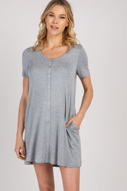 PinkBlush Grey Button Front Maternity Sleep Dress