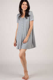 PinkBlush Grey Button Front Sleep Dress