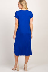 Royal Blue Short Sleeve Knot Maternity Dress