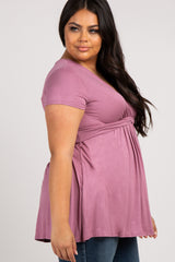 PinkBlush Pink Draped Front Plus Nursing Top