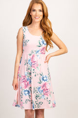 Pink Floral Sleeveless Dress