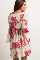 Tall Ivory Floral Chiffon Wrap Maternity Dress