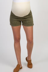 PinkBlush Olive Cuffed Maternity Utility Shorts