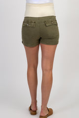 PinkBlush Olive Cuffed Maternity Utility Shorts