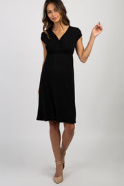 PinkBlush Black Draped Maternity/Nursing Dress