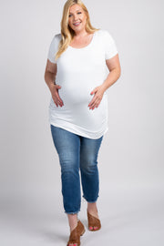 Blue Distressed Hem Plus Maternity Jeans