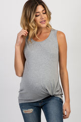 PinkBlush Heather Grey Sleeveless Knot Maternity Top