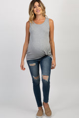 PinkBlush Heather Grey Sleeveless Knot Maternity Top