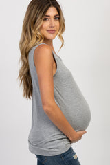 PinkBlush Heather Grey Sleeveless Knot Maternity Top