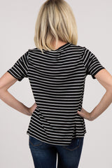 PinkBlush Black Striped Layered Wrap Front Nursing Top