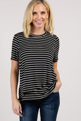 PinkBlush Black Striped Layered Wrap Front Nursing Top