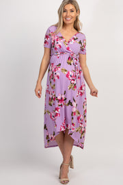 PinkBlush Lavender Floral Hi-Low Maternity Wrap Dress