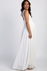 Ivory Crochet Sweetheart Maternity Evening Gown