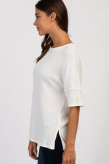 Ivory Solid Ribbed Short Sleeve Top