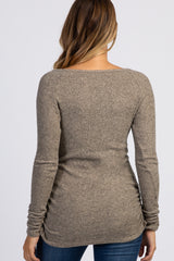 PinkBlush Mocha Ribbed Knit Ruched Maternity Top