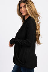 PinkBlush Black Knit Draped Wrap V-Neck Nursing Top