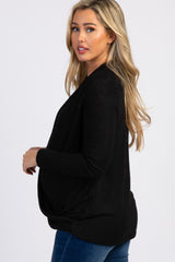 PinkBlush Black Knit Draped Wrap V-Neck Maternity Nursing Top