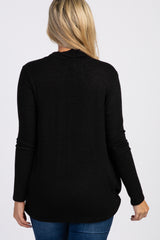 PinkBlush Black Knit Draped Wrap V-Neck Maternity Nursing Top