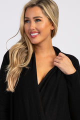 PinkBlush Black Knit Draped Wrap V-Neck Maternity Nursing Top