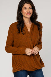 PinkBlush Rust Knit Draped Wrap V-Neck Nursing Top